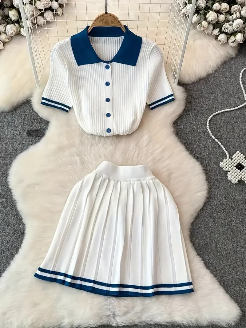 Soft Knitted Sweater Skirt Set 3
