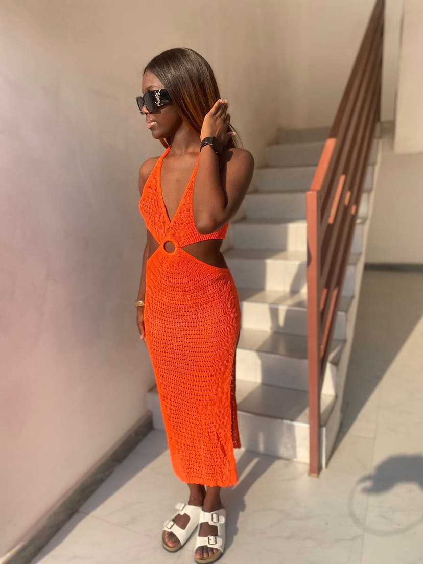 Backless Deep V-Neck Dress